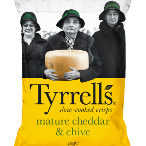 Chips Cheddar et Ciboulette, 40g, Tyrrells